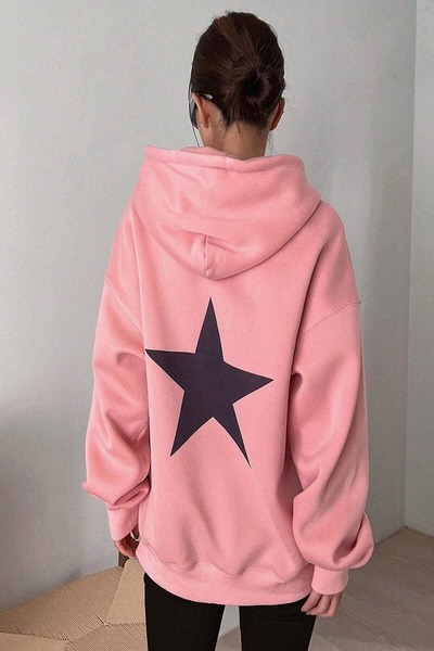 over head oh Hoodie za žene Courageous Štampano Pink Oversize kroj - majica s...