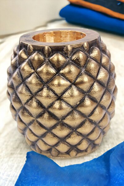 Kaktüs Saksı Dünyası Saksı Büyük Tekli Altın Eskitme Model Ananas 1 Adet