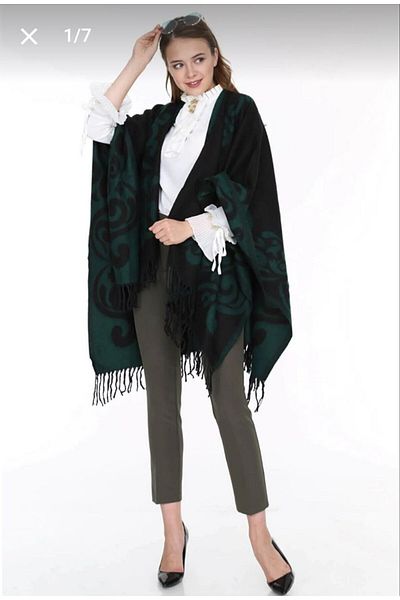 Nilbutik Women's Double Sided Shoulder Shawl Poncho