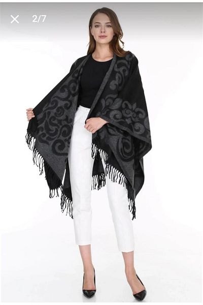Nilbutik Women's Double Sided Shoulder Shawl Poncho