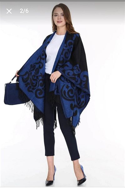 Nilbutik Women's Double Sided Shoulder Shawl Poncho