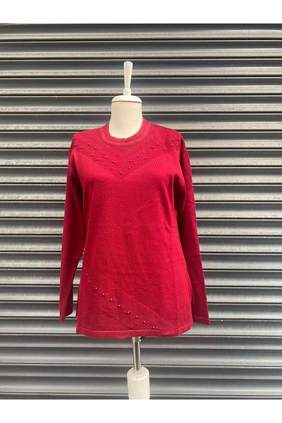 FATELLA Mother Women's Winter Round Collar Single Color Comfortable Fit Knitwear Sweater