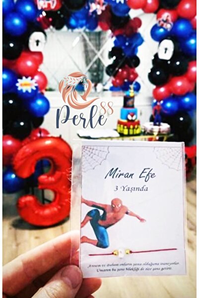 Perle88 Kişiye Özel İsimli Spiderman Konsept Şans Bilekliği Doğum günü Hediye...