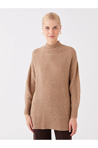 LC Waikiki LCW Modest Tricotaj pentru femei, cu jumătate de gât, cu mânecă lungă, tunică Nou