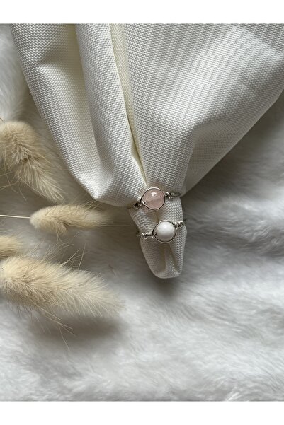 PelvedDesign خاتم سلكي مصنوع يدويًا من حجر القمر الكوارتز الوردي قابل للتعديل...