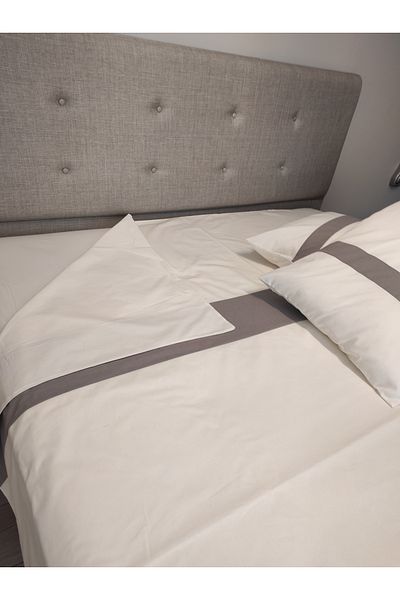 Evcimenhome cotton double duvet cover set 200cmX220cm color: ecru-gray with tape