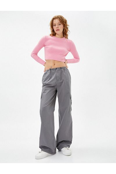 Koton Parachute Trousers with Large Pockets, Elastic, Low Waist, Stoppers