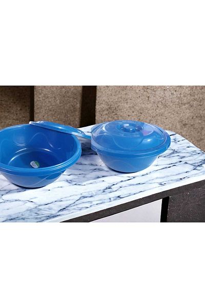 ÇEÇEN HOME No. 3 Dough Basin Basin with Lid Plastic 10Lt 16x37cm Blue