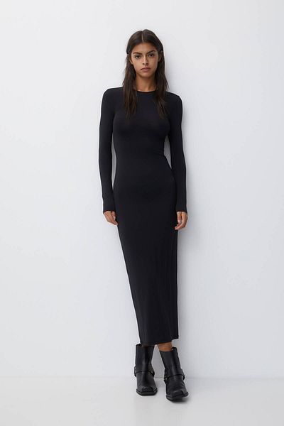 MaxiMor Women's Navy Blue Strap Gimped Dress Length 125 cm