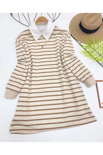 modasindoma WOMEN'S STRIPED COMFORTABLE TUNIC