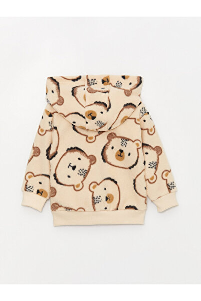 LC Waikiki LCW baby Kapüşonlu Desenli Polar Erkek Bebek Fermuarlı Sweatshirt ve Eşofman Altı 2'li Takım