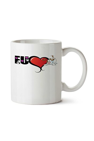 ART HEDİYE كوب مطبوع عليه وجهين من I Love Dog