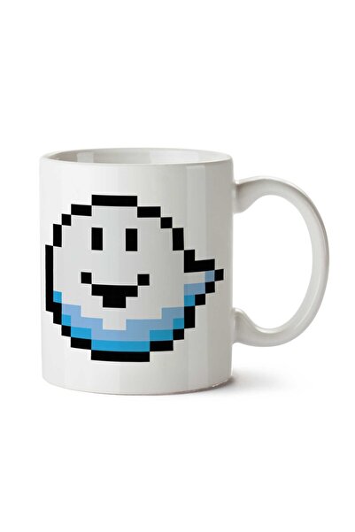 ART HEDİYE كوب Fantomini Ghost Mario Pixel Grin مطبوع على الجانبين