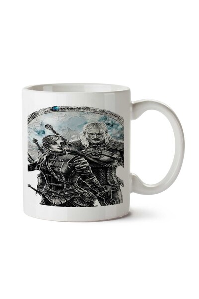 ART HEDİYE كوب Geralt e Cirilla مطبوع على الجانبين