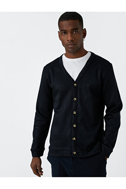 Koton V-Neck Cardigan with Button Detail