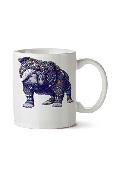 ART HEDİYE كوب بولدوج إنجليزي ملون مطبوع على الجانبين