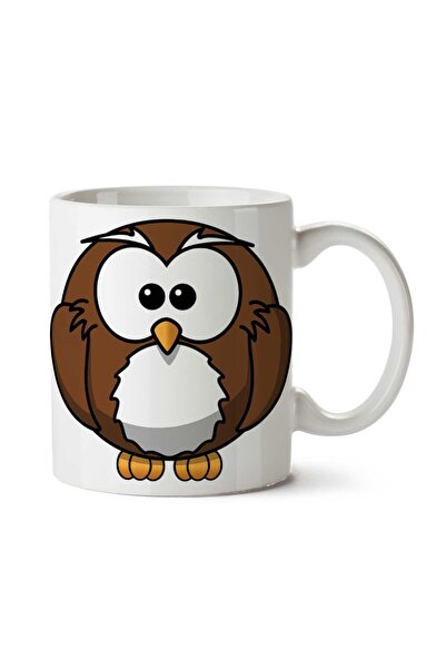 ART HEDİYE كوب كارتون-PNG-Chubby Owl مطبوع على الجانبين