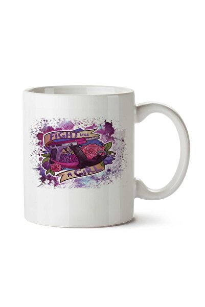 ART HEDİYE كوب مطبوع عليه وجهين من Fight Like a Girl