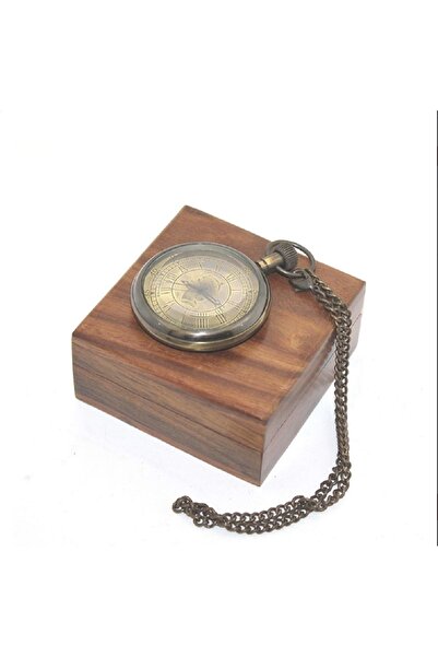 hediyeconcepti Ahşap Kutulu PirinçGeo Mac Kie London Köstekli Cep Saati