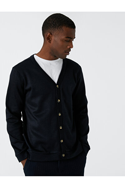 Koton V-Neck Cardigan with Button Detail
