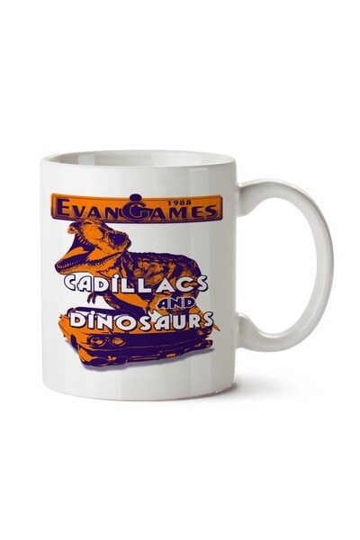 ART HEDİYE كاديلاك والديناصورات - إيفان جيمز 1988 كوب مطبوع على الجانبين