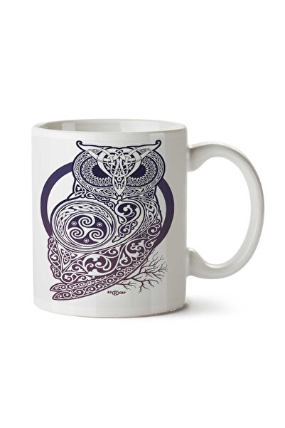 ART HEDİYE كوب CELTIC OWL على شكل بومة مطبوع على الجانبين