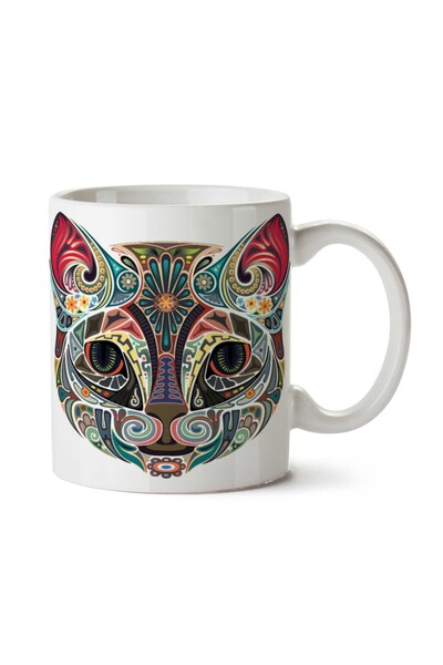 ART HEDİYE كوب بطبعة جانبين على شكل قطة عرقية