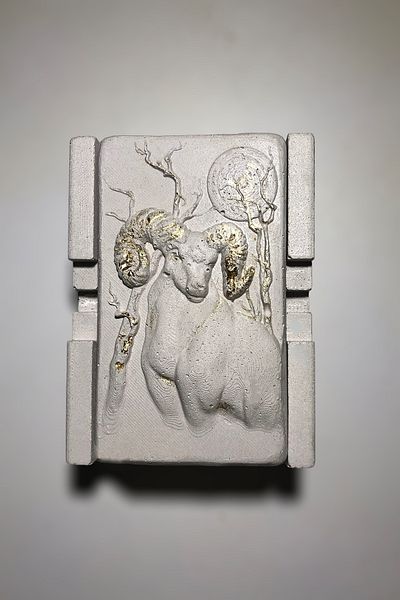 RocArt Home Σειρά Zodiac Τσιπς από σκυρόδεμα Αιγόκερως Κριός (Χρυσό φύλλο)