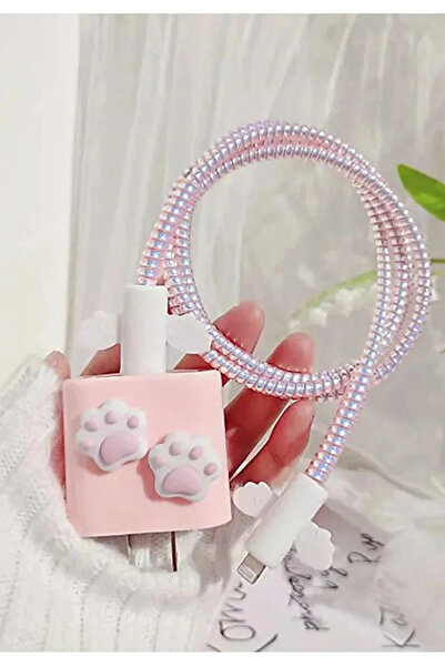 mimtec Şarj Başlığı Ve Kablo Koruyucu 4 Lü Set Iphone 20 W Type-c Şarj Adaptö...