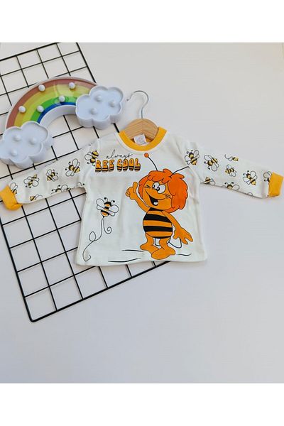 Bilge Trend Bee Maya Printed 100% cotton combed cotton Girl Boy Unisex Baby Kids Pajama Set