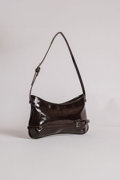 Çantacımstore Жіноча лакована сумка Jacqs з багетної шкіри гіркого коричневого кольору