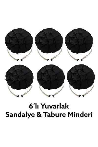 SIFIR312 6 PCS 40X40 Cm Round Stool Cushion - Chair Cushion - Pouf Cushion