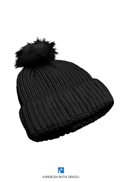 Kardelen Butik Denizli Căciulă de schi cu pompon și căldură groasă pentru femei