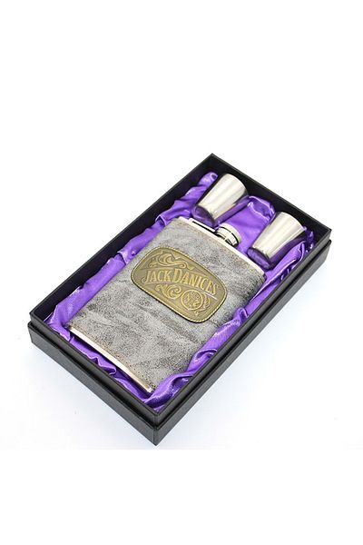 PİRAMİGO Single 2-Shot Glass Leather Flask