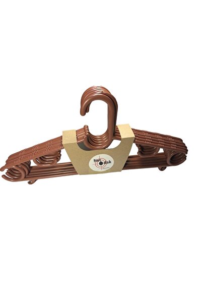 Netodak علاقة ملابس بلاستيكية بلون الخشب 12 قطعة علاقة قميص بني اللون علاقة ب...