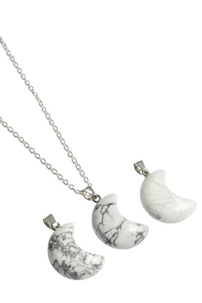 Tesbih Atölyesi Certified Howlite Natural Stone Moon Model Necklace