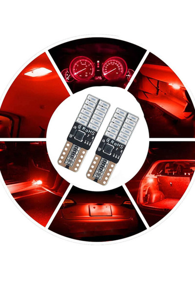 MeyZone T10 Led Oto Park Plaka Tavan Ampulü Kırmızı 24 Led W5w