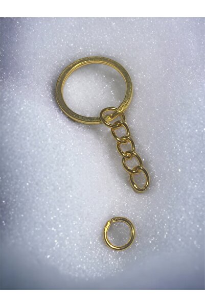 S Concept 100 Adet Ezme C Aparatlı Gold Zincirli Anahtarlık Halkası Makrome Amugurimi 2.5cmçap