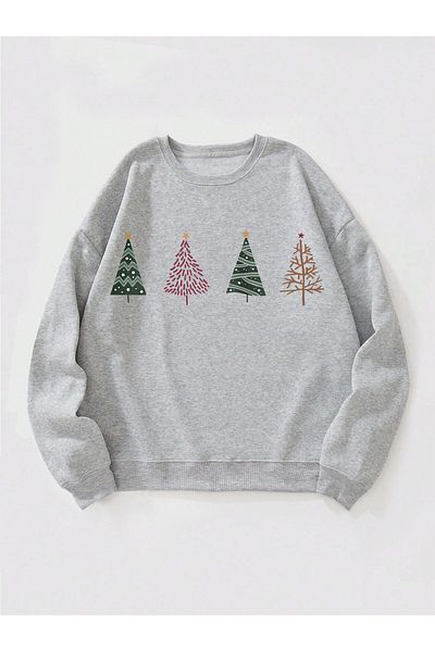 Ginevra Unisex Christmas Tree Printed Oversize Sweatshirt