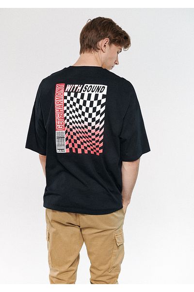 Mavi Με ήχο εμπριμέ Μαύρο T-Shirt Oversize / Wide Cut 0611177-900