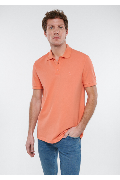 Mavi Turuncu Polo Tişört Slim Fit / Dar Kesim 064946-84339