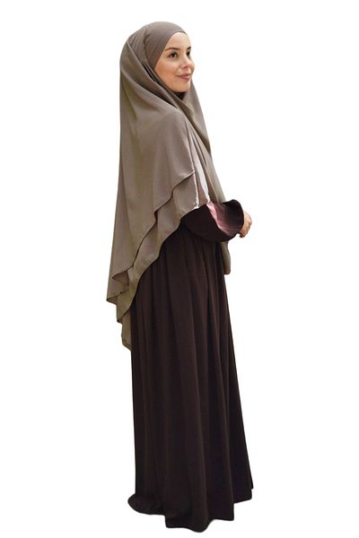Melodi Scarf Γυναικείο χιτζάμπ σουφλέ Khimar με πέπλο τριών στρώσεων σιφόν σάλι βιζόν