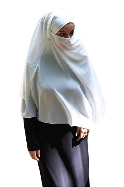 Melodi Scarf Women's Hijab Souffle Khimar Veiled Three Layer Chiffon Shawl Ecru