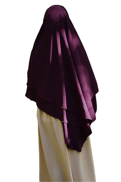 Melodi Scarf Women's Hijab Souffle Khimar Veiled Three Layer Chiffon Shawl Purple