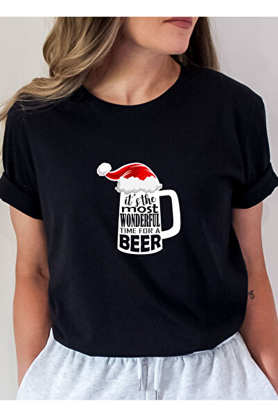 VİZYON İKRA Yılbaşı Bardak baskılı Tişörtü, Noel Tişörtü, YılBaşı New Year Tişörtü yılbaşı tişörtü