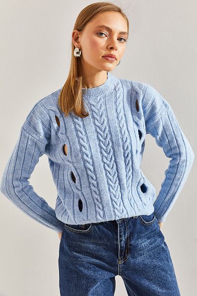 Bianco Lucci Geflochtener gemusterter Strickpullover für Damen