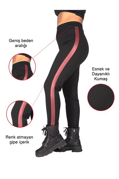 MissKATRE High Waist Recovery Steel Knitted Black Tights Red