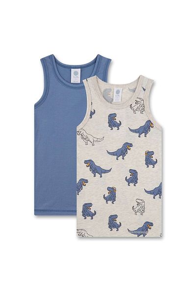 Sanetta Jungen Unterhemden, 2er Pack - Top, Shirt, ärmellos, Bio-Baumwolle, Dino