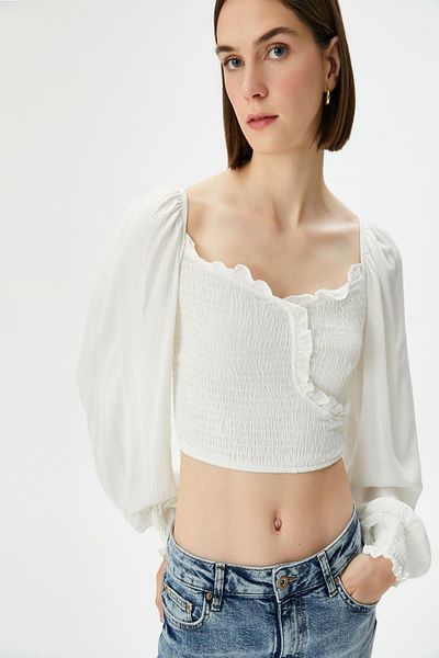 Koton Γυναικεία Off White Μπλούζα 2SAK60284CW