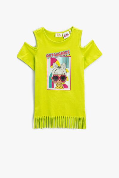 Koton Tasseled Lol Printed T-Shirt Licensed Window Detailed Cotton